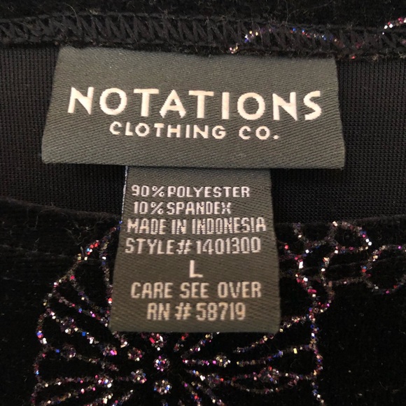 Black velvet top with sparkly pink floral design - Picture 10 of 12